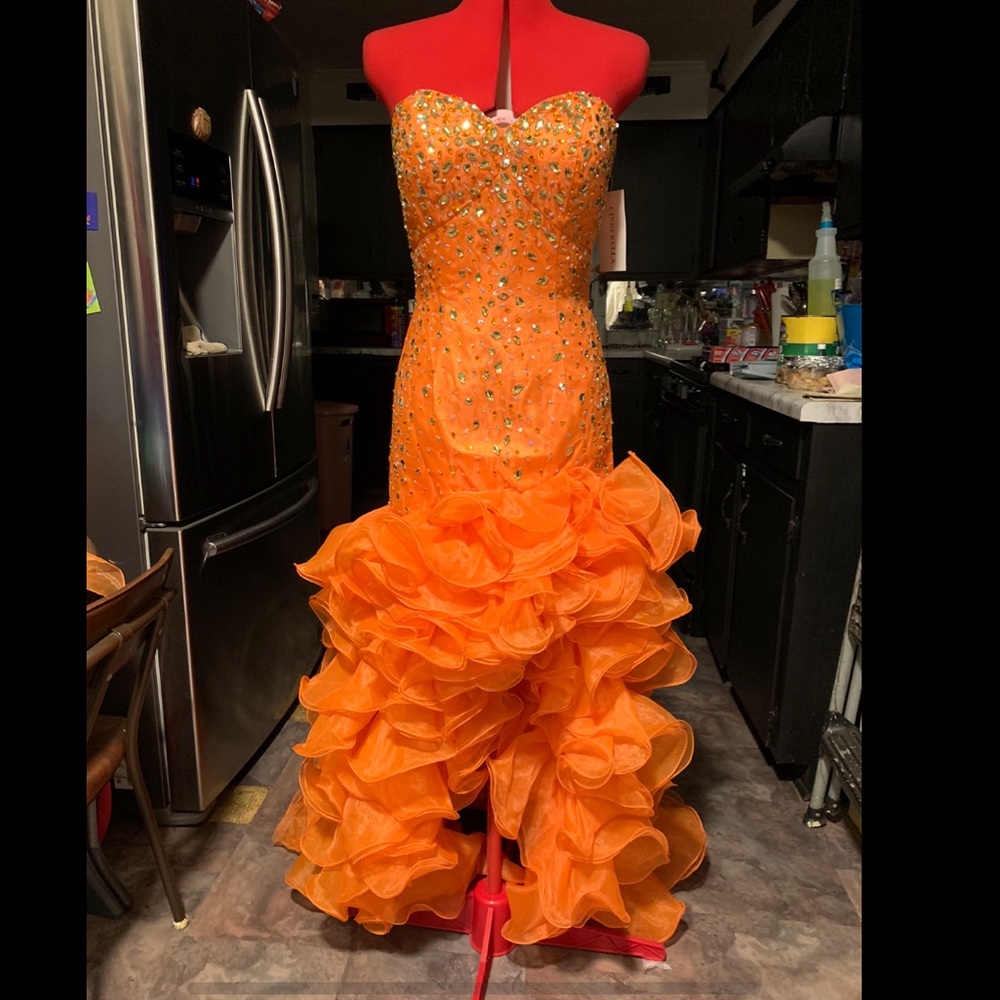 NWT orange Cinderella prom dress